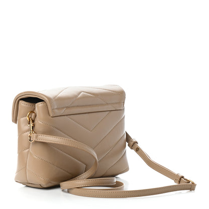 Saint Laurent Calfskin Y Quilted Monogram Toy Loulou Crossbody Bag Latte 3 of 9