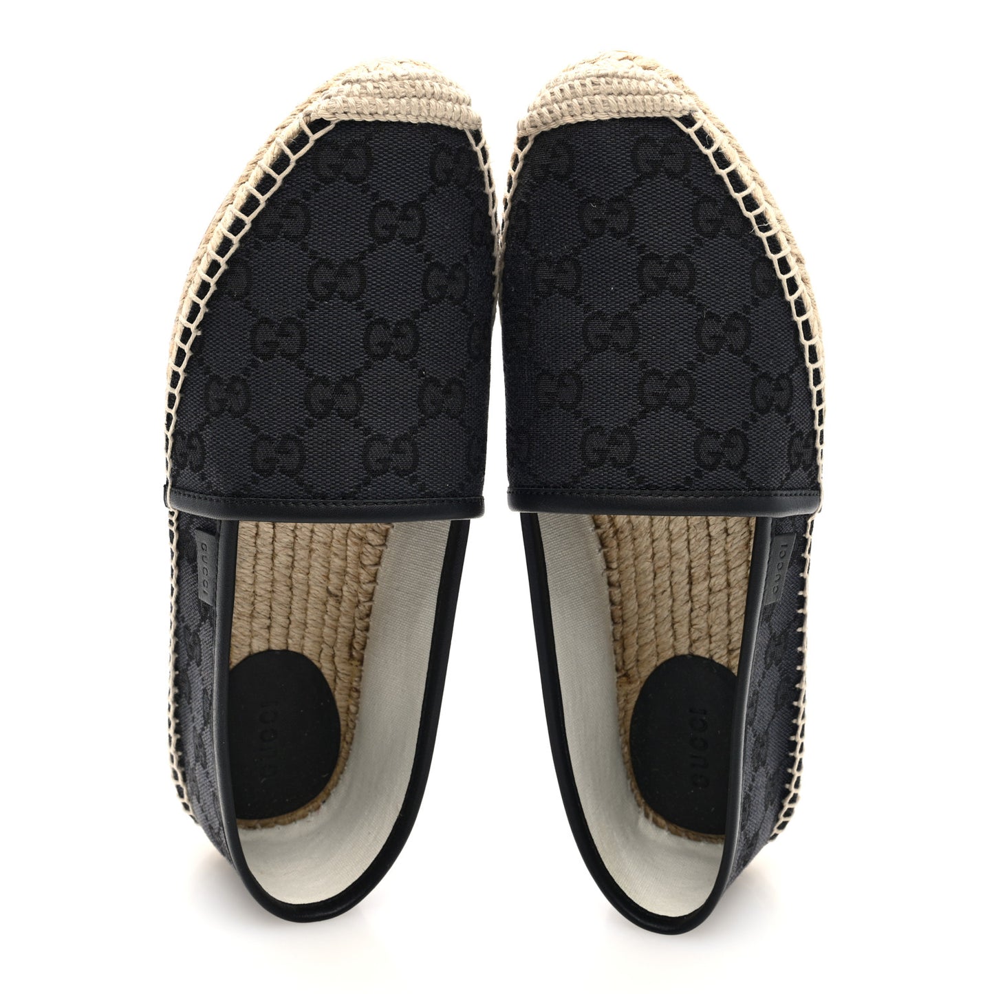 Washed Cotton Miro Soft Calfskin GG Monogram Espadrilles 37.5 Black
