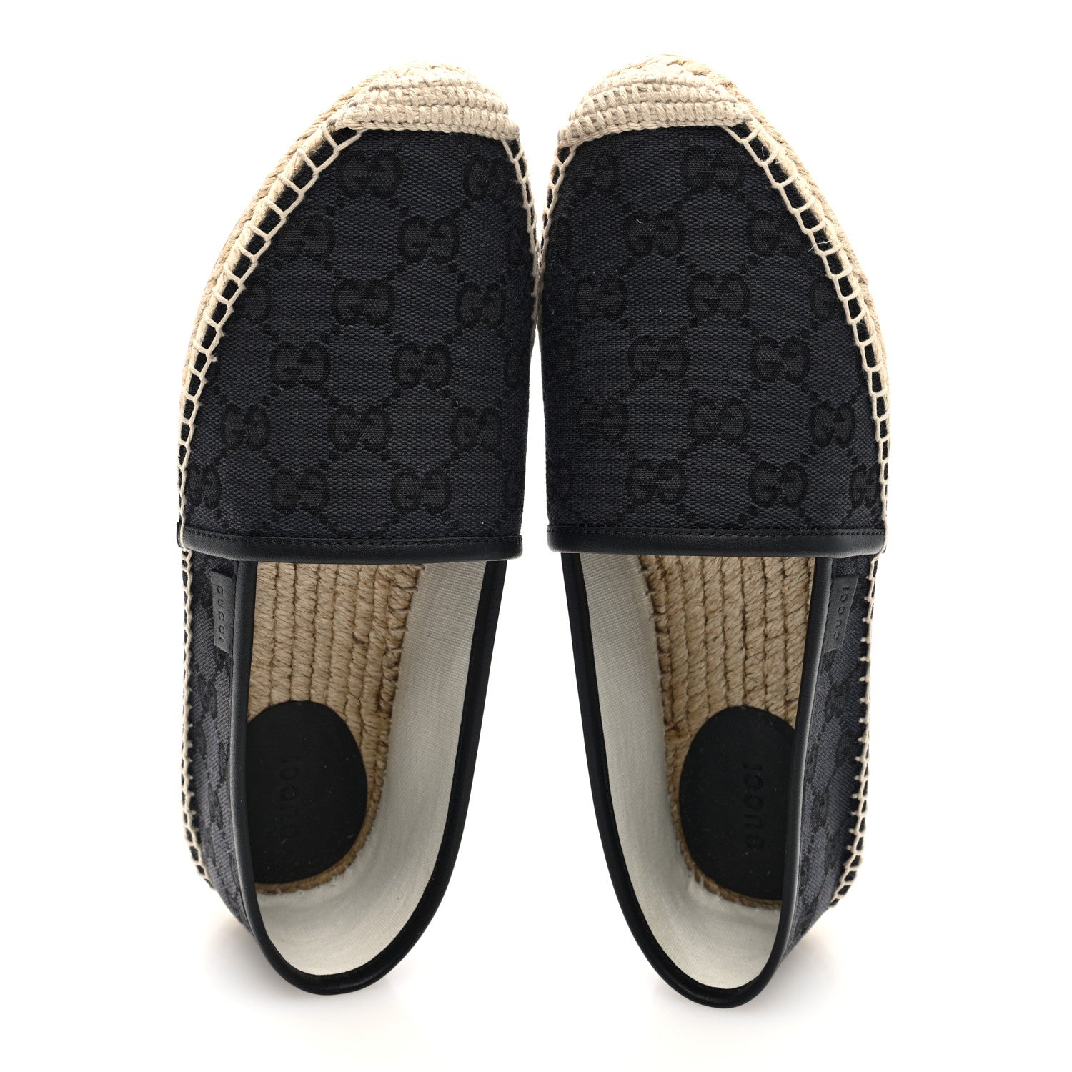 Gucci Washed Cotton Miro Soft Calfskin GG Monogram Espadrilles 37.5 Black 5 of 9