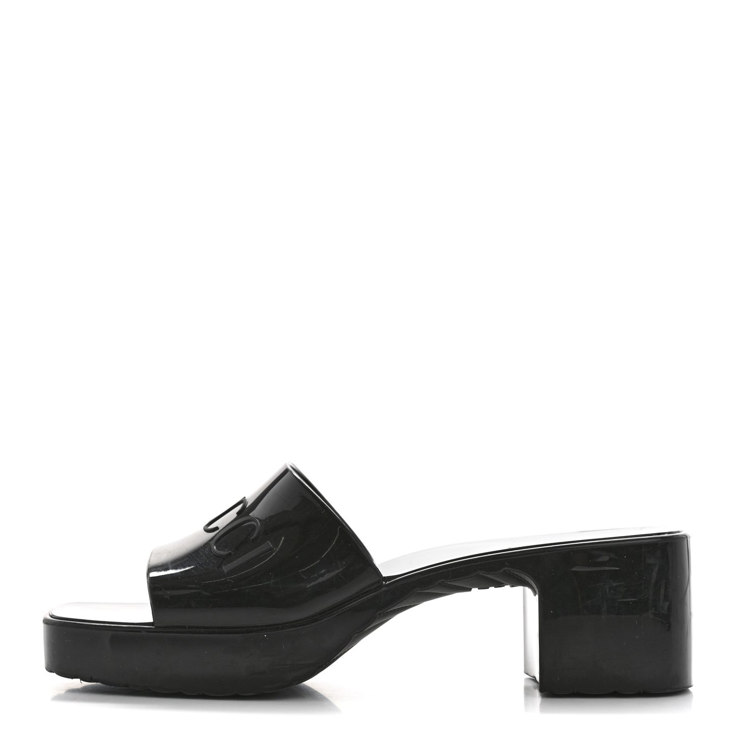 Rubber Gucci Logo Womens Platform 20/60mm Slide Sandals 37 Black