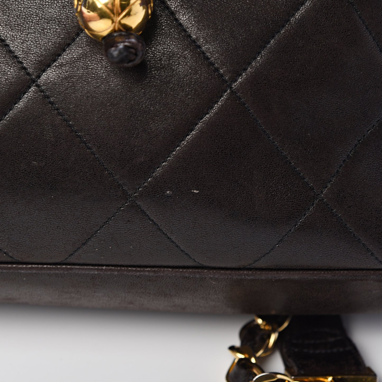 Lambskin Quilted Tassel Drawstring Backpack Dark Bown