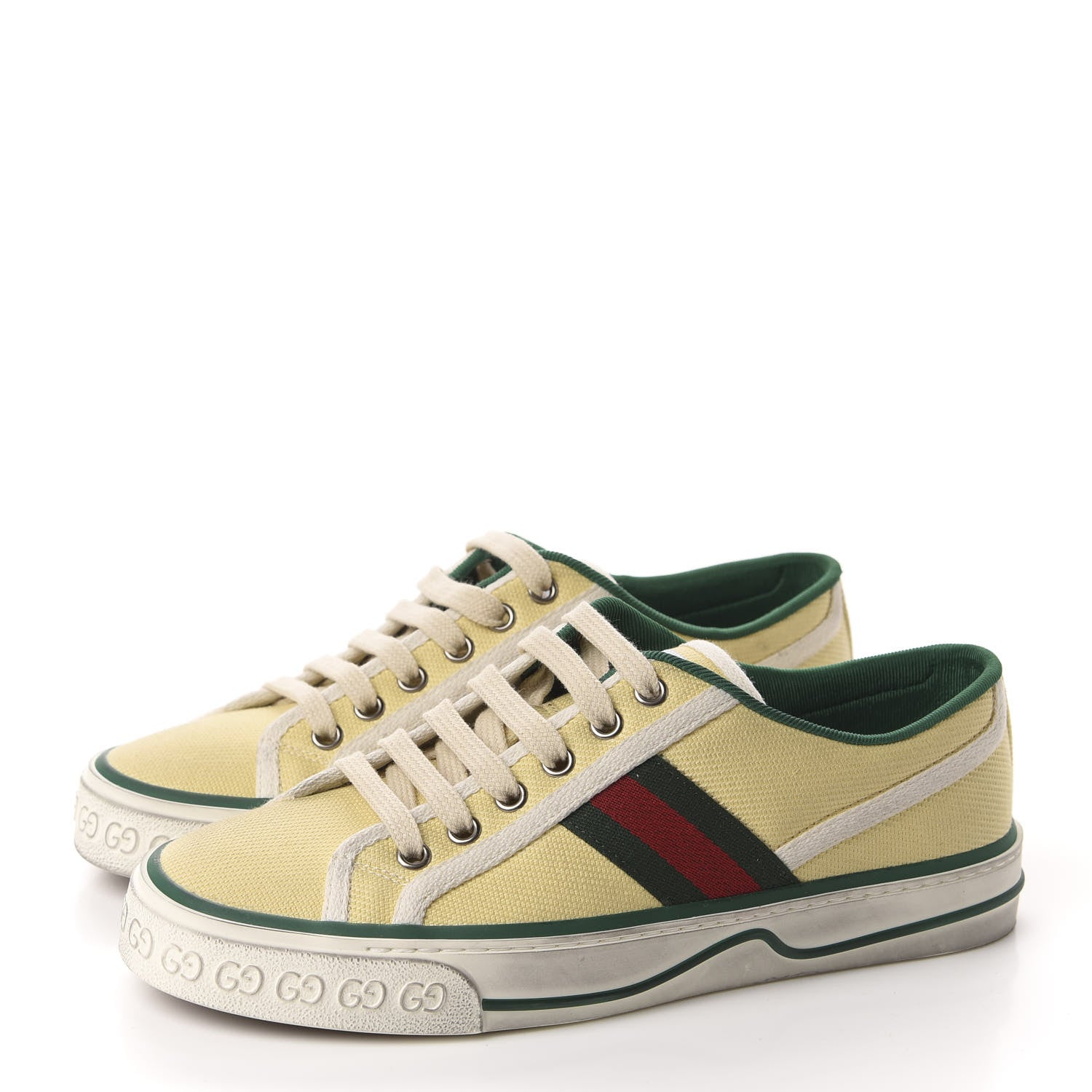 Gucci Canvas Web Womens 1977 Tennis Sneakers 37.5 Burro Mystic White 3 of 11