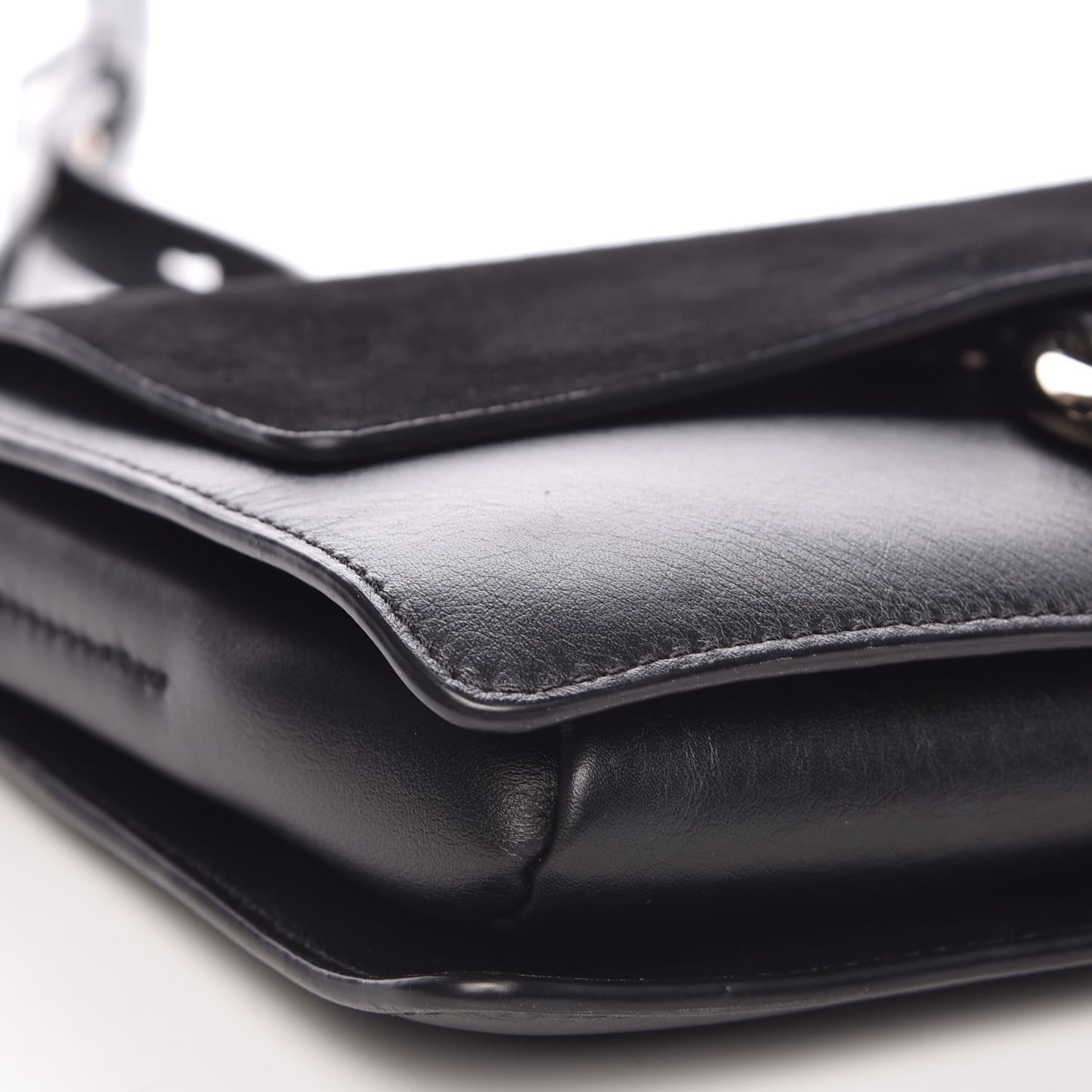 Suede Calfskin Small Faye Shoulder Bag Black