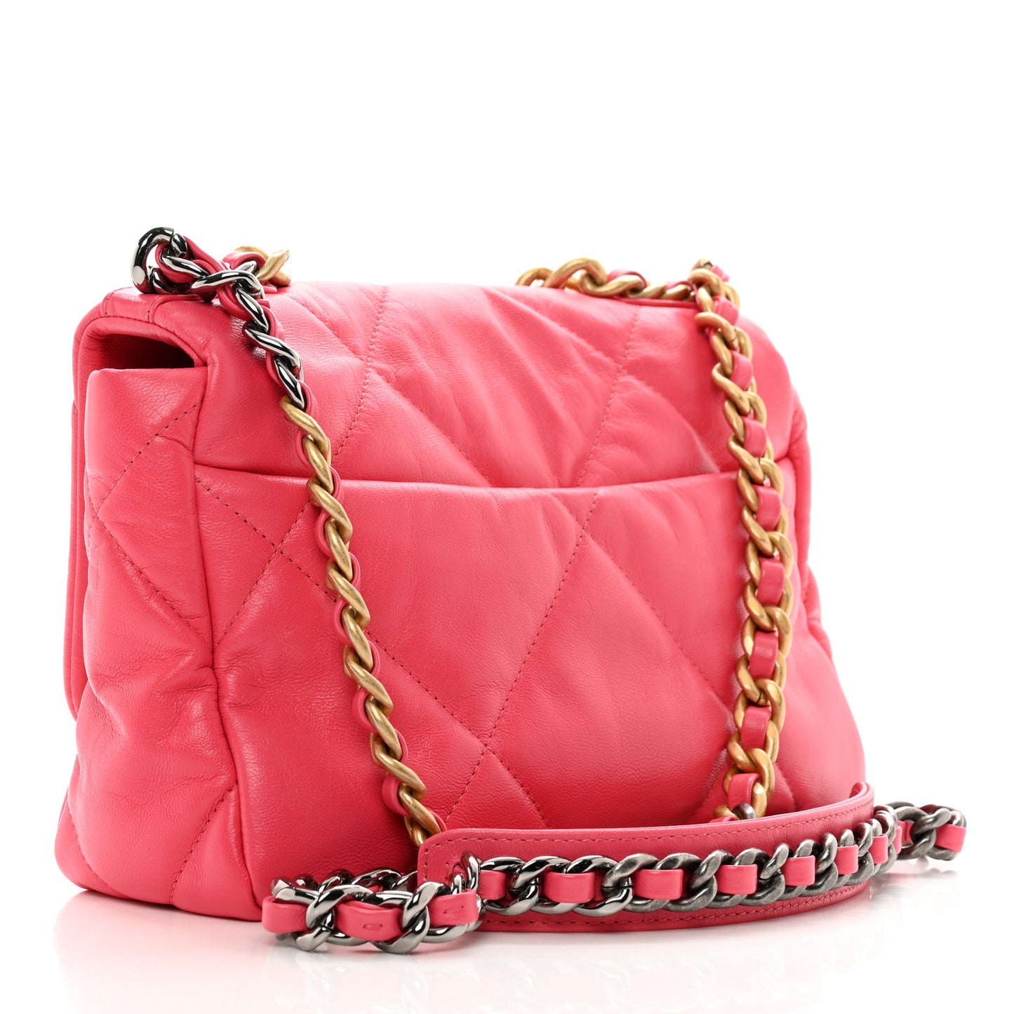 Goatskin Quilted Medium Chanel 19 Flap Pink