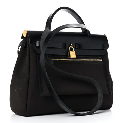Hermes Military Toile Vache Hunter Herbag Zip PM 31 Black 2 of 17