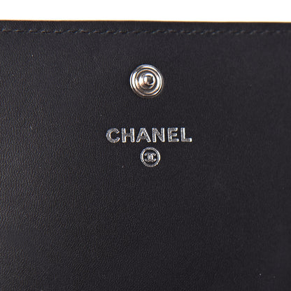 Chanel Glazed Calfskin Quilted Coco Boy Large Gusset Flap Wallet Black 6 of 12