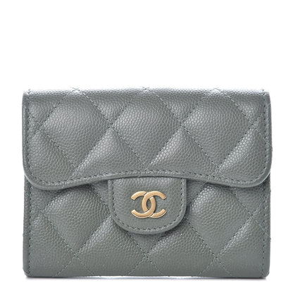 Chanel Iridescent Caviar Quilted Flap Card Holder Wallet Green 1 of 9