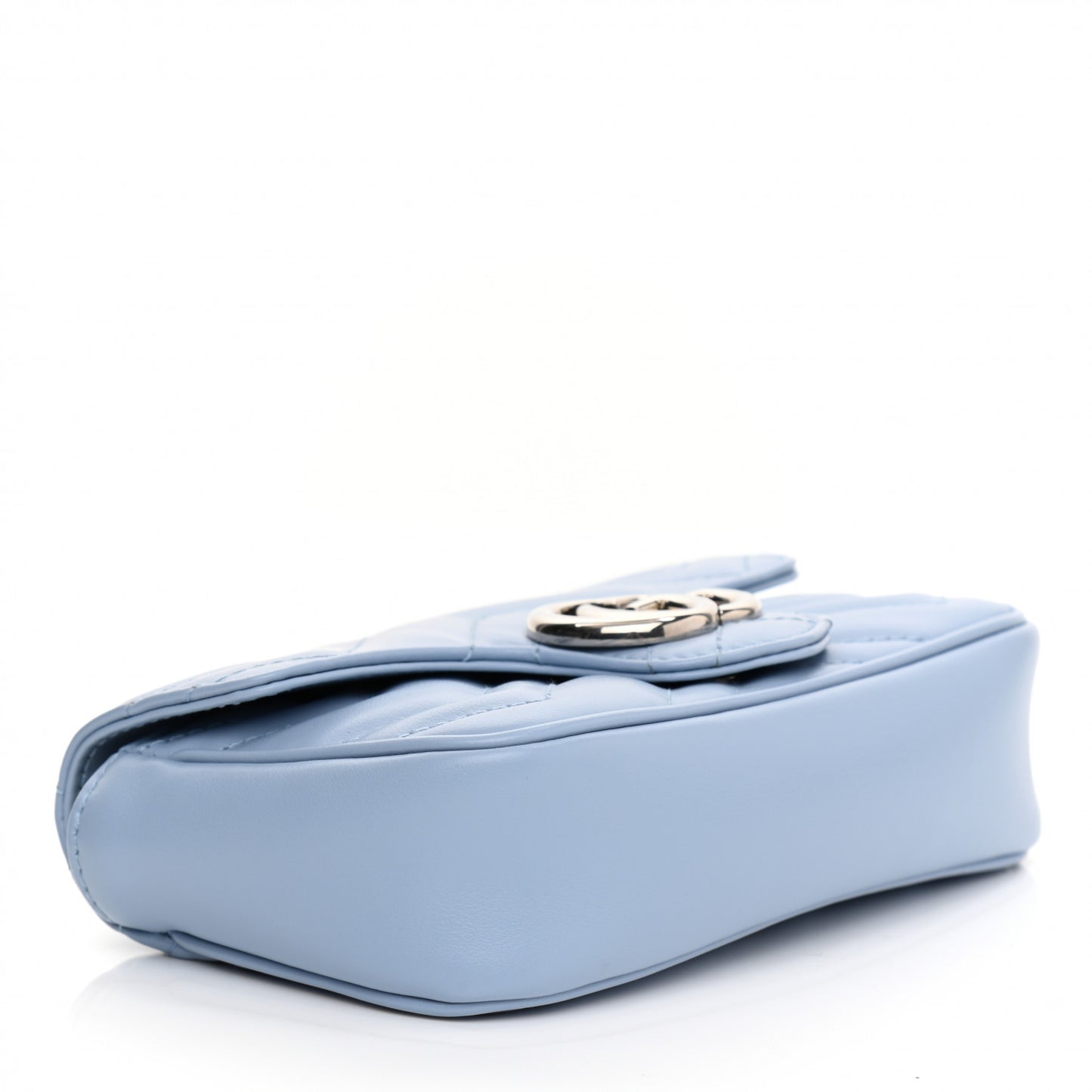 Calfskin Matelasse Super Mini GG Marmont Shoulder Bag Porcelain Light Blue