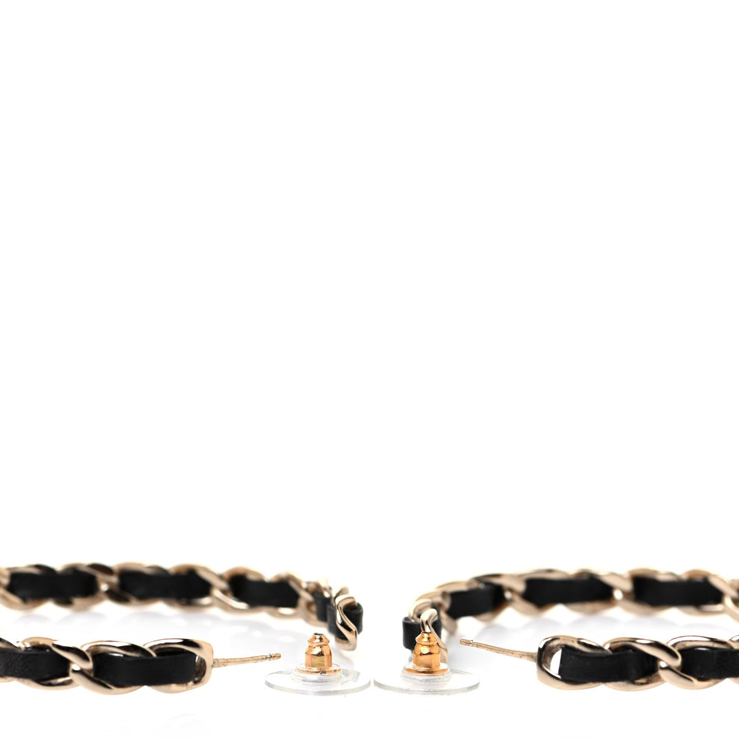 Lambskin CC Chain Hoop Earrings Matte Gold Black