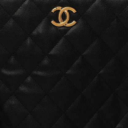 Chanel Caviar Quilted Chain Shopping Tote Black 7 of 9