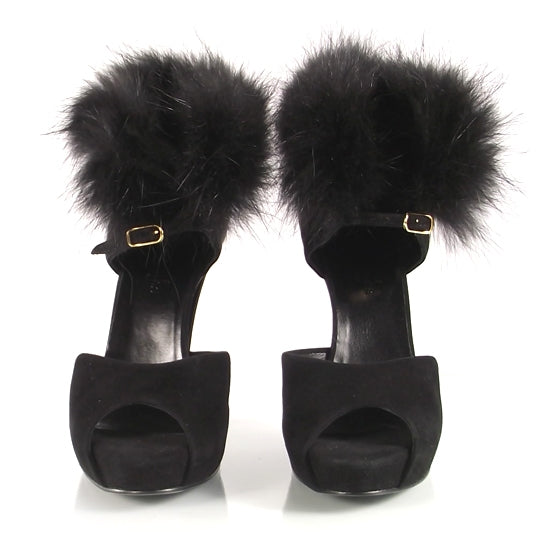 Hermes Suede Mink Baggatelle Platform Heels 36.5 Black 6 of 7