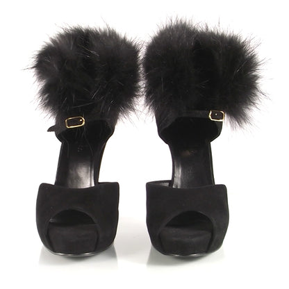 Hermes Suede Mink Baggatelle Platform Heels 36.5 Black 6 of 7