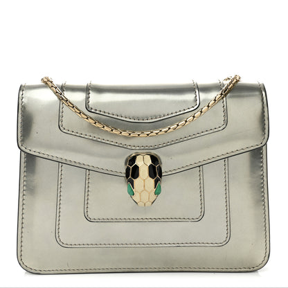 Bulgari Metallic Calfskin Small Serpenti Forever Snake Strap Crossbody Bag Silver 1 of 10