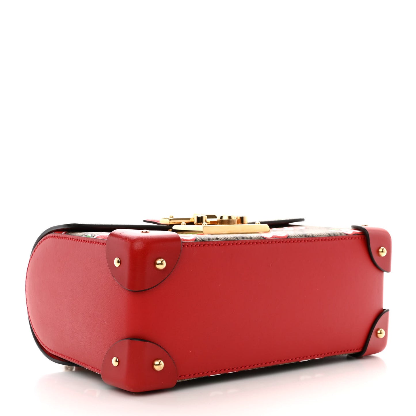 GG Supreme Monogram Apple Small Padlock Bamboo Shoulder Bag Beige Multicolor Lobster Red