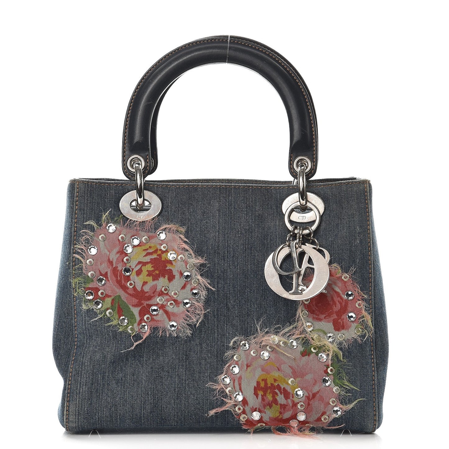 Denim Crystal Medium Lady Dior Blue