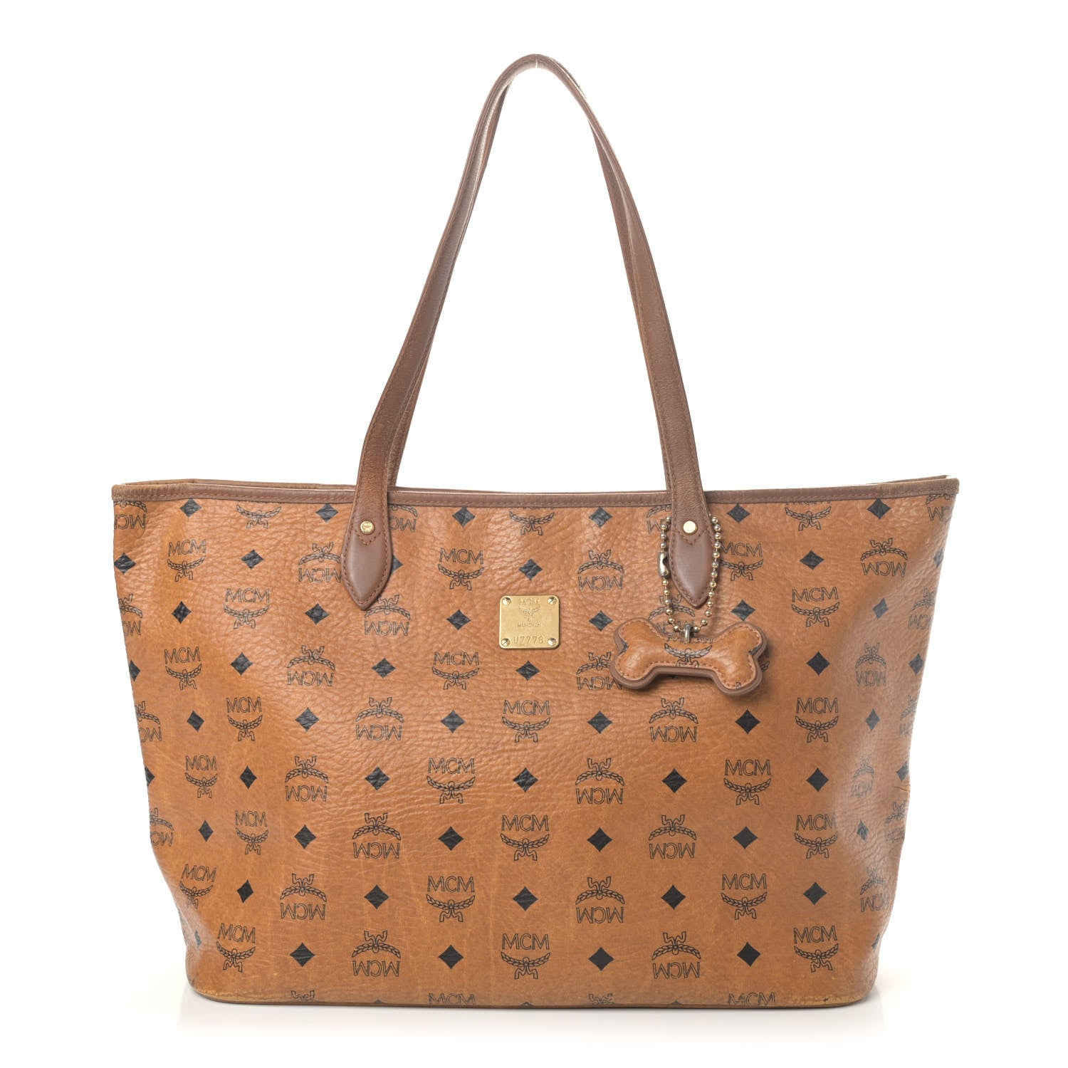 MCM Visetos Dog Bone Shopper Tote Cognac 1 of 11