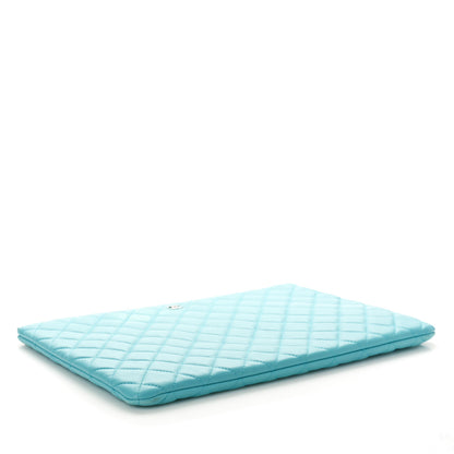 Chanel Lambskin Quilted Large Cosmetic Case Light Blue 4 of 10
