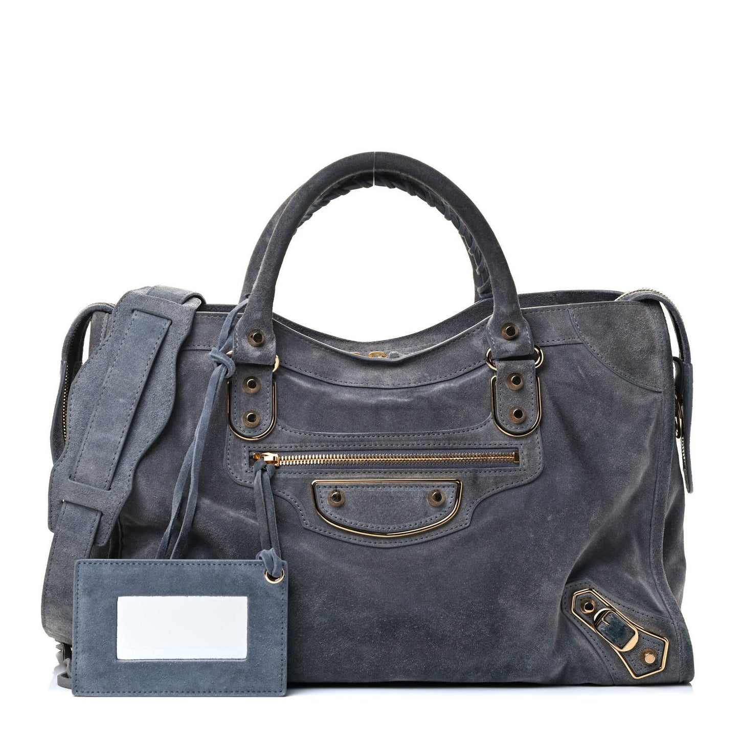 Baby Daim Suede Gold Metallic Edge Hardware City Gris Plomb