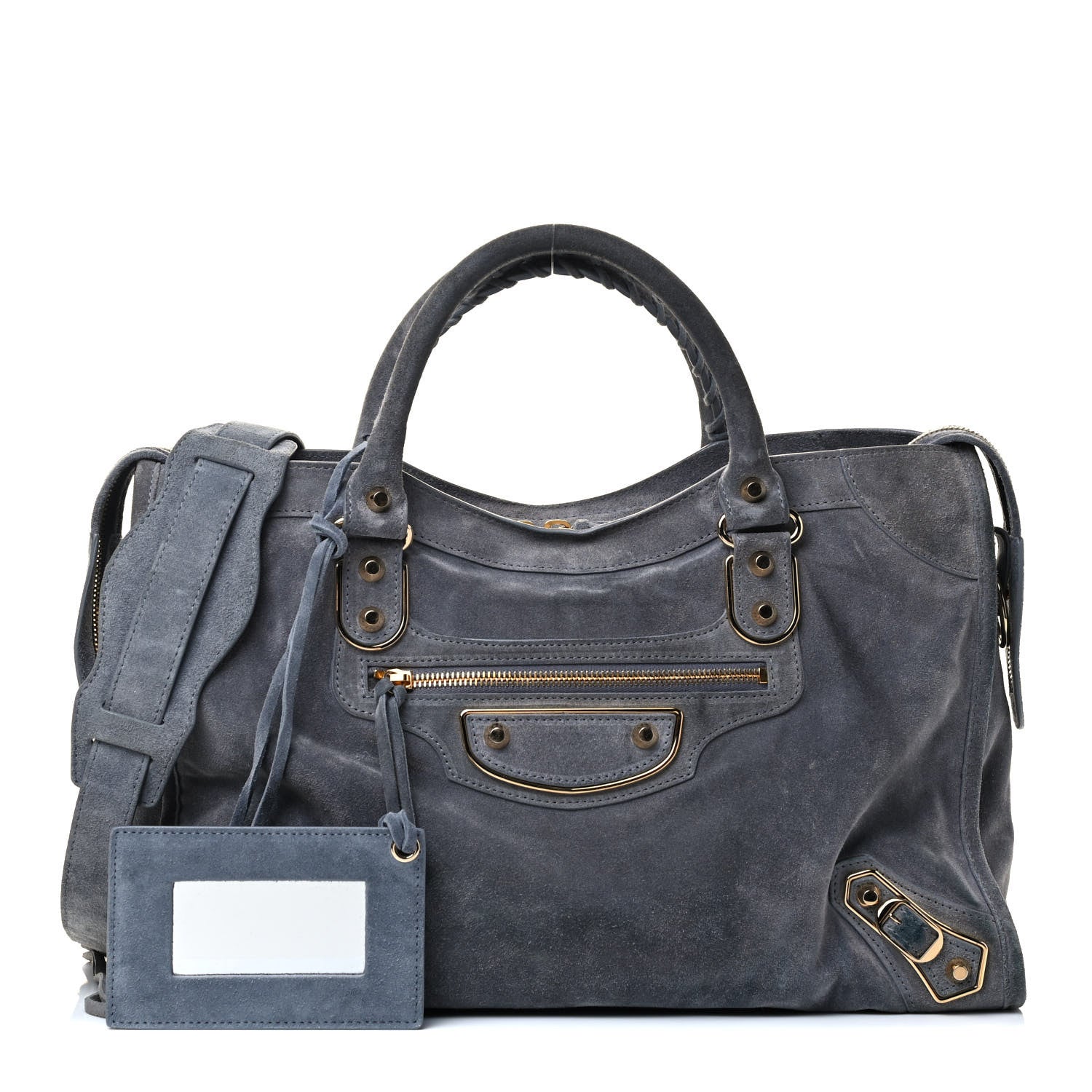 Balenciaga Baby Daim Suede Gold Metallic Edge Hardware City Gris Plomb 1 of 5