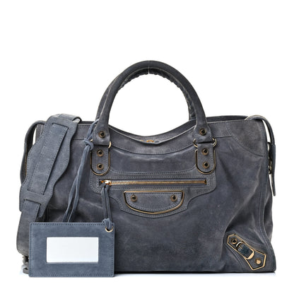 Balenciaga Baby Daim Suede Gold Metallic Edge Hardware City Gris Plomb 1 of 5