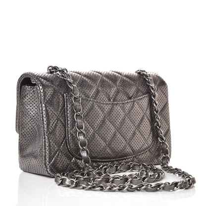 Chanel Metallic Lambskin Perforated Mini Rectangular Flap Grey 3 of 10