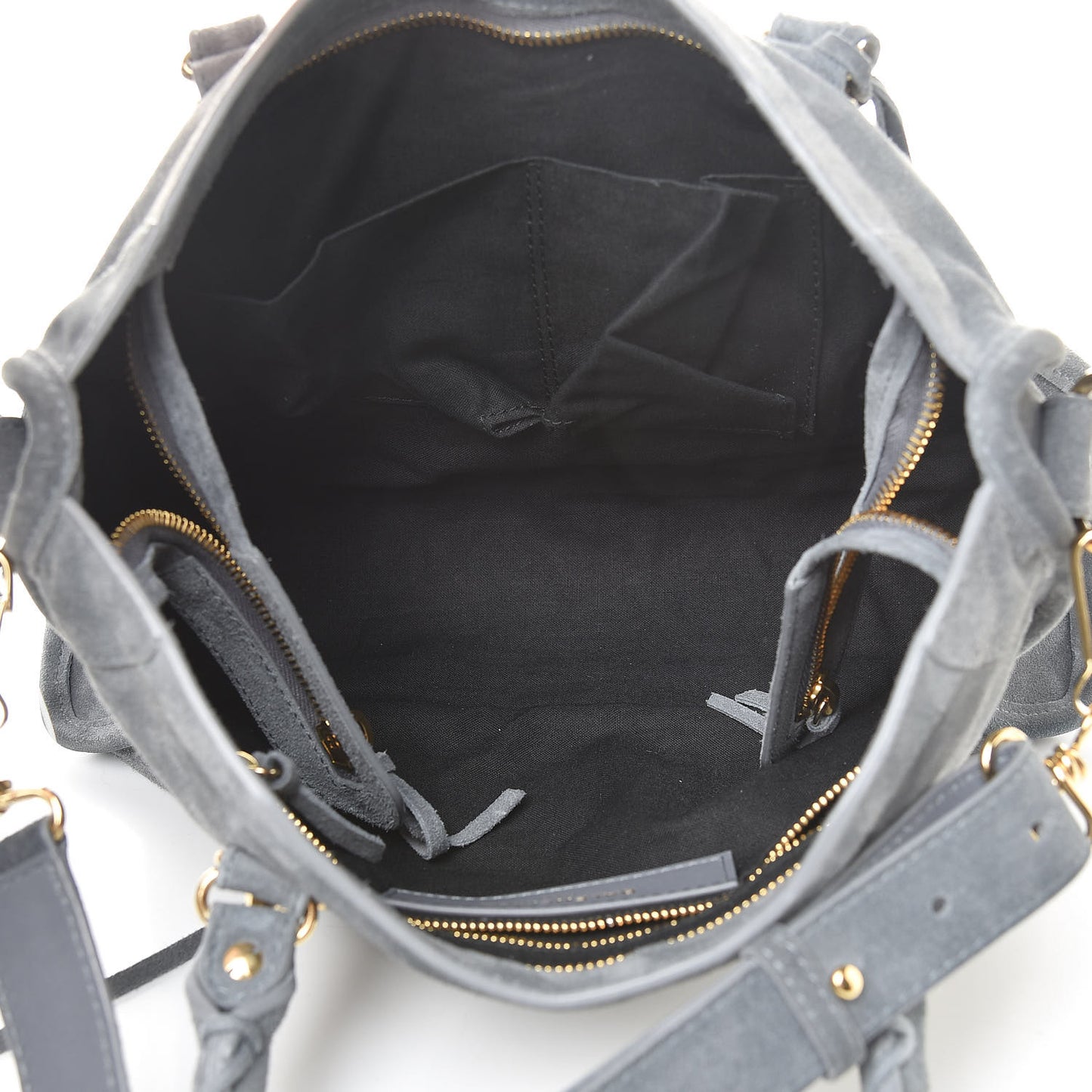 Baby Daim Suede Gold Metallic Edge Hardware City Gris Plomb