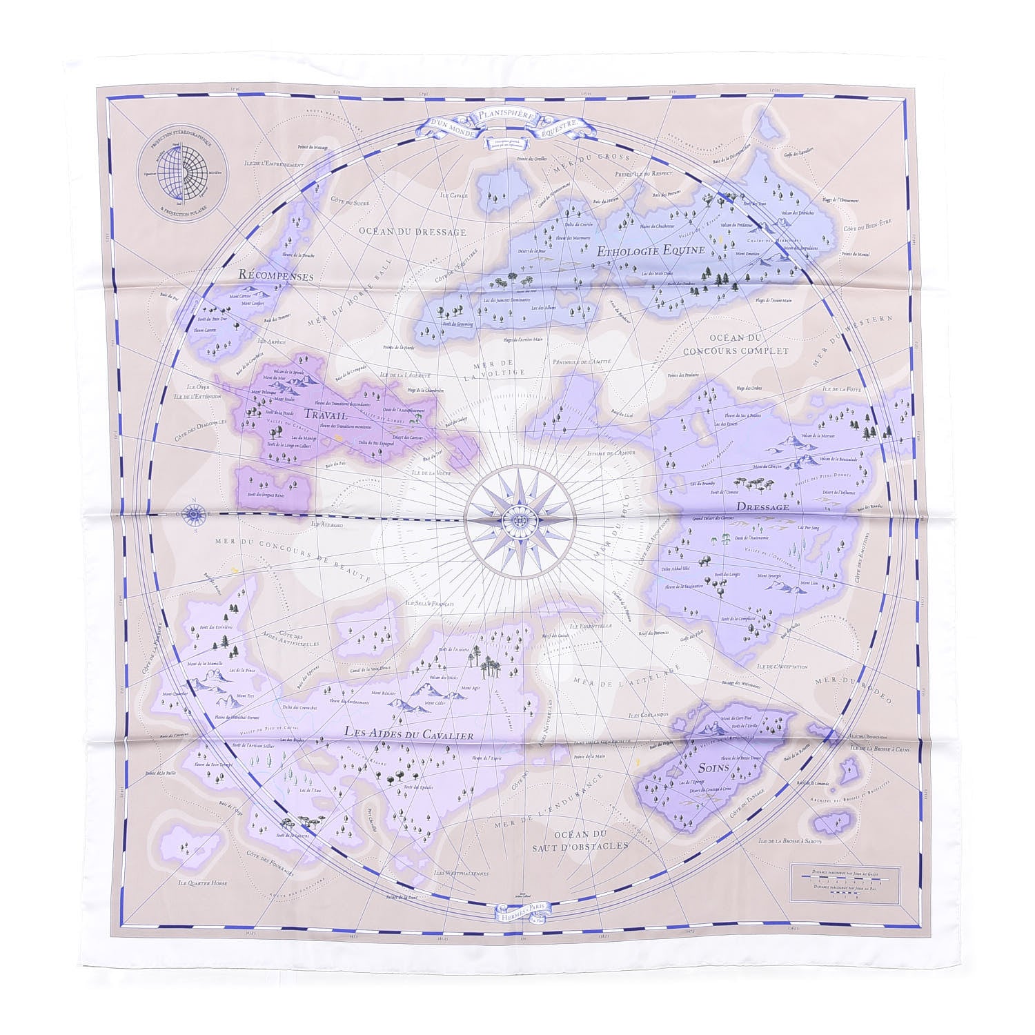 Hermes Silk Planisphere d'un Monde Equestre Shawl 140 1 of 5