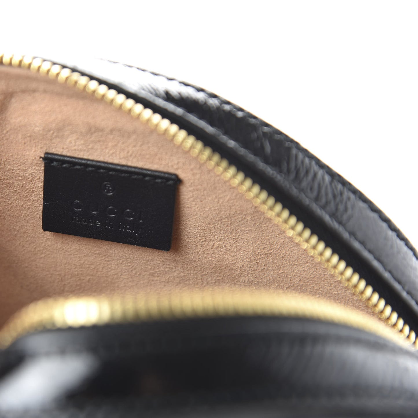 Suede Patent Web Mini Ophidia Round Shoulder Bag Black