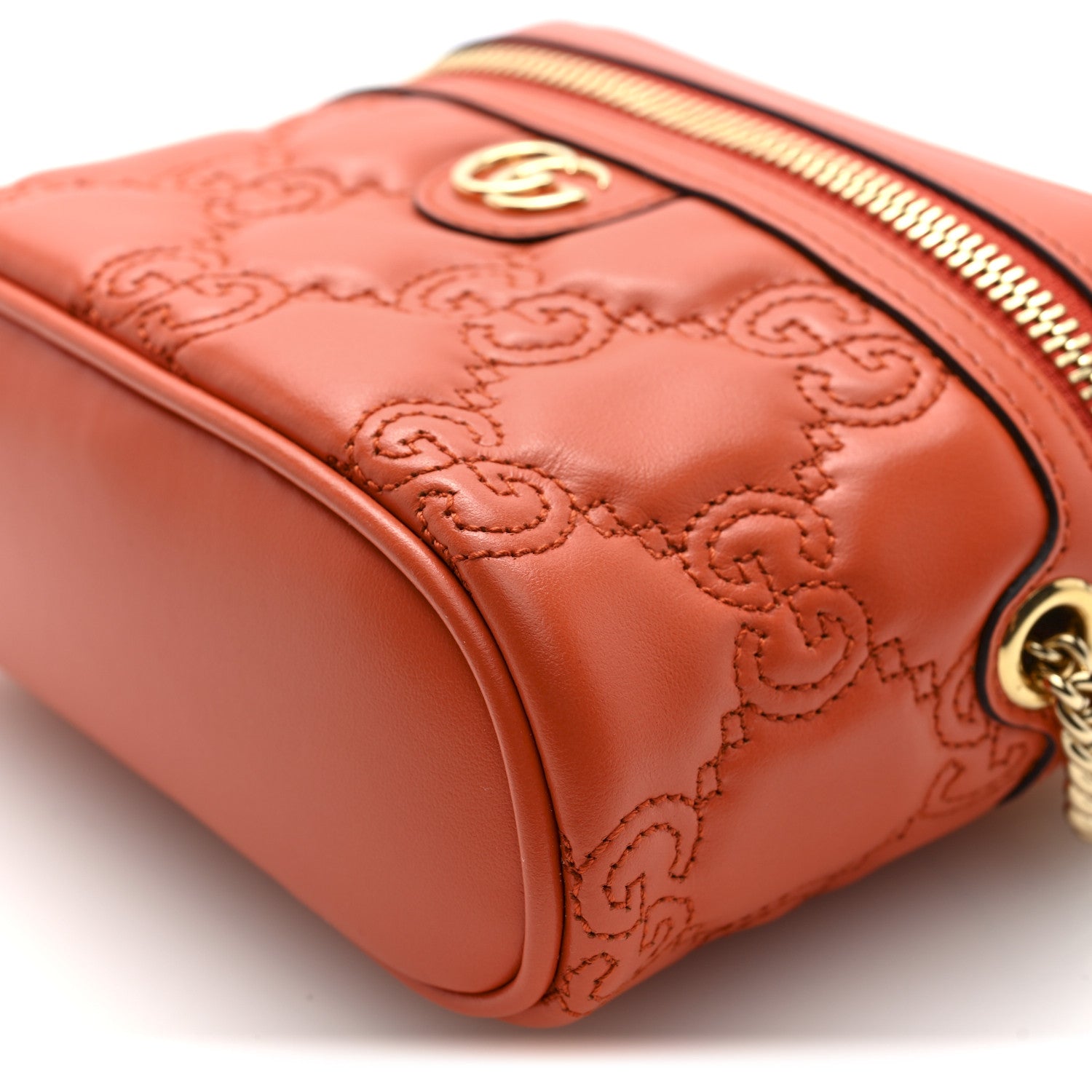 Gucci Calfskin GG Matelasse Mini Top Handle Bag Deep Orange 9 of 10