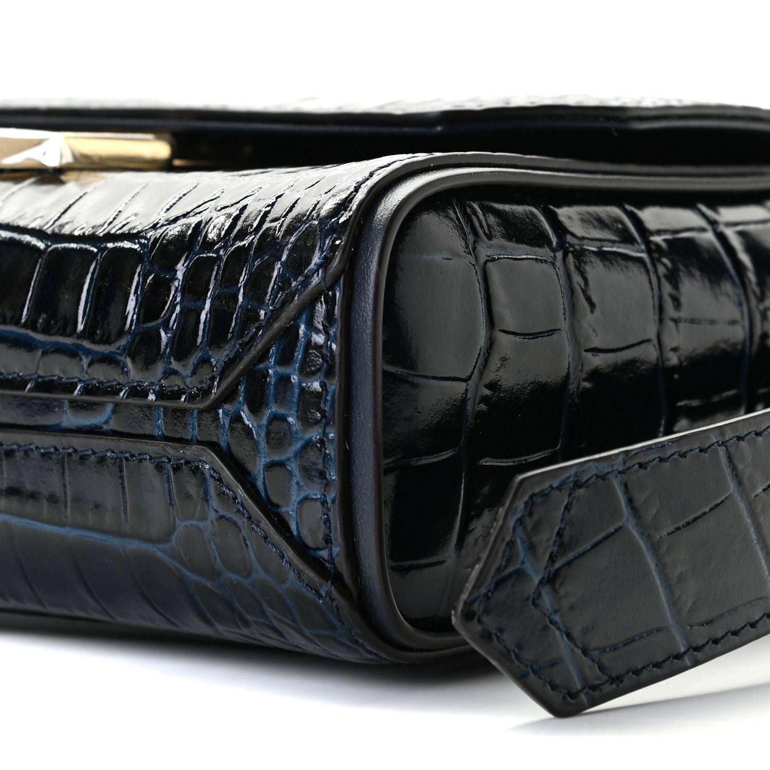 Givenchy Calfskin Crocodile Embossed Eden Mini Top Handle Blue 8 of 9