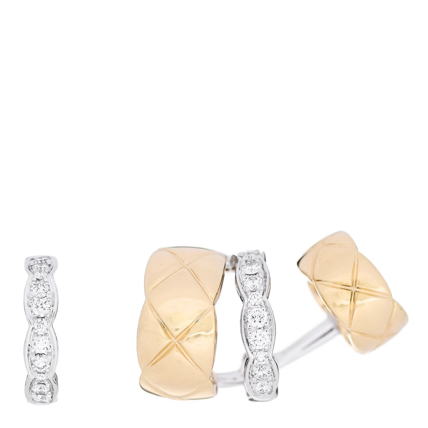 Chanel 18K Yellow White Gold Diamond Coco Crush Earrings 1 of 4