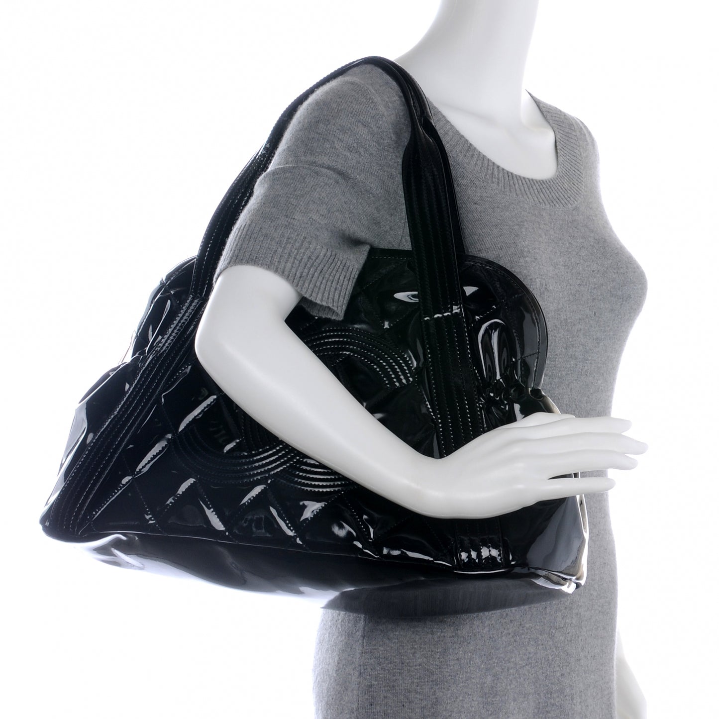 Vinyl Quilted CC Large Tote Black