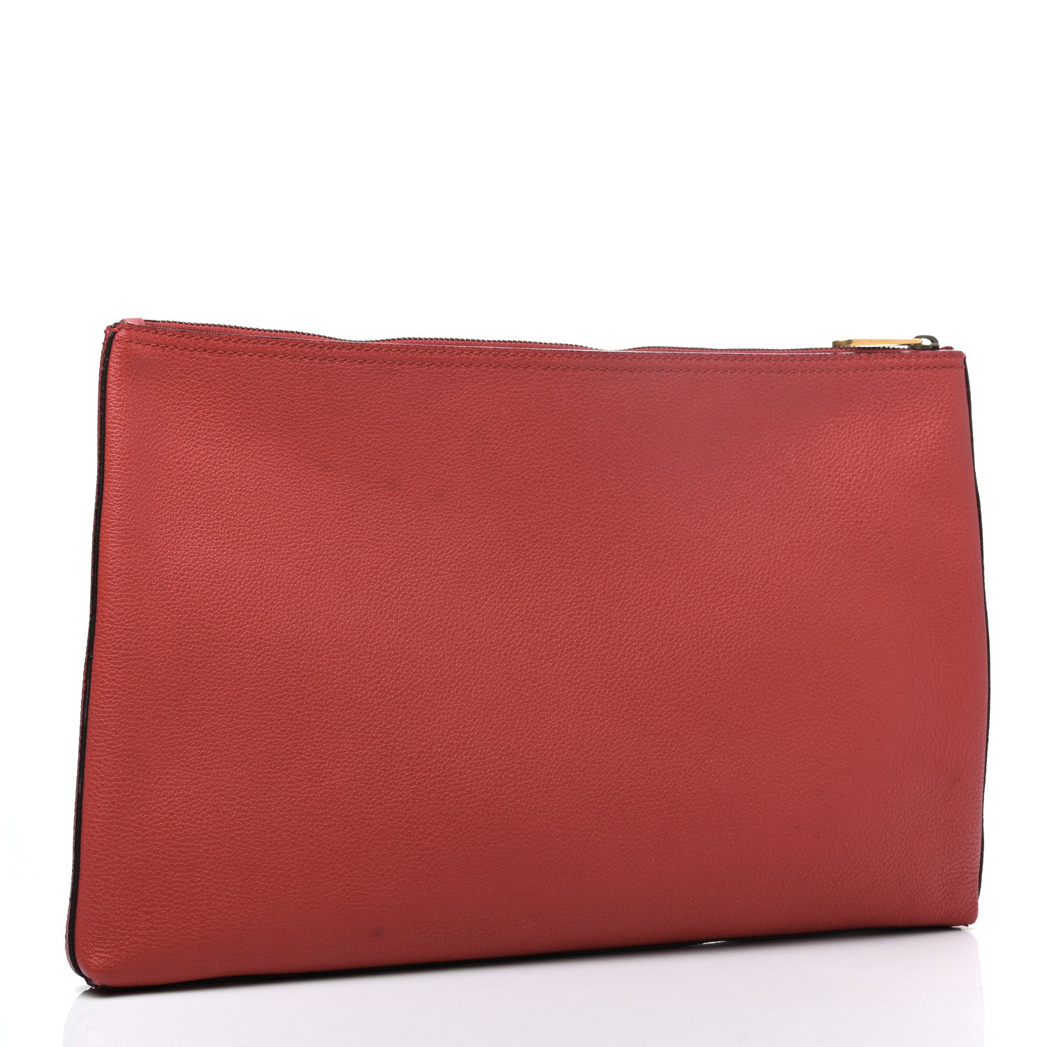 Gucci Pebbled Calfskin Large Logo Portfolio Clutch Hibiscus Red 2 of 7