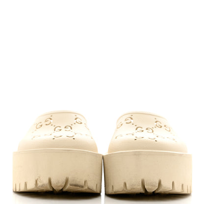 Gucci Rubber GG Monogram Perforated Elea Platform 55mm Lug Sole Sandals 37 Mystic White 2 of 13