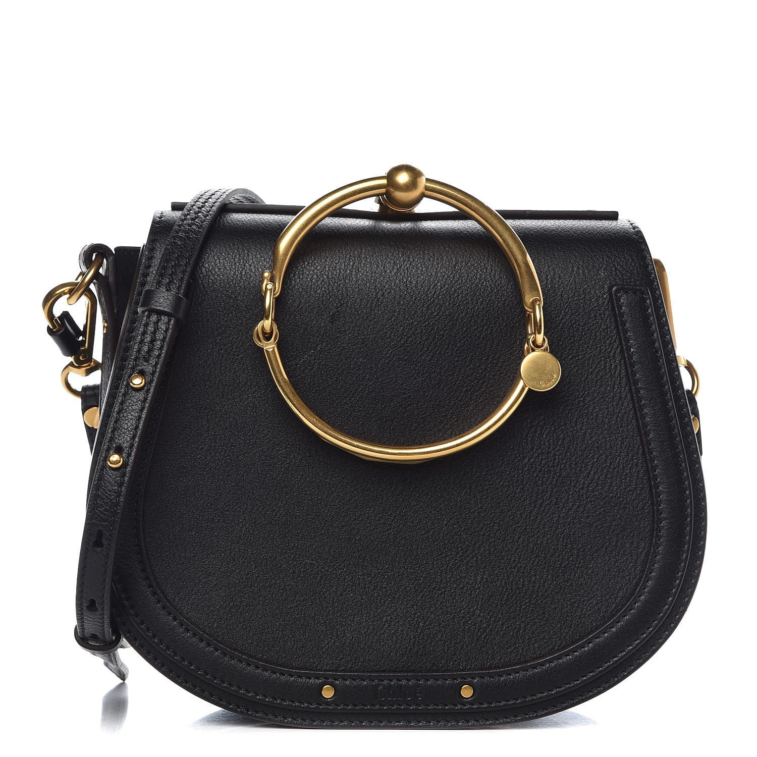 Chloe Calfskin Suede Medium Nile Bracelet Bag Black 1 of 8