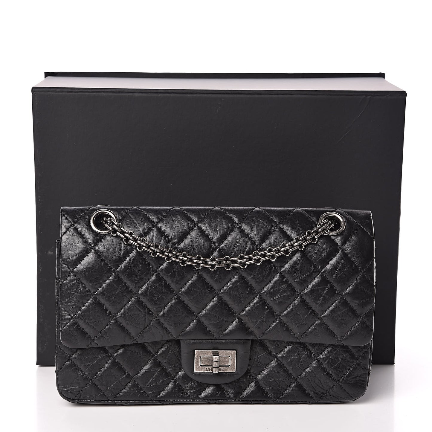 Aged Calfskin Quilted 2.55 Reissue 225 Flap Black