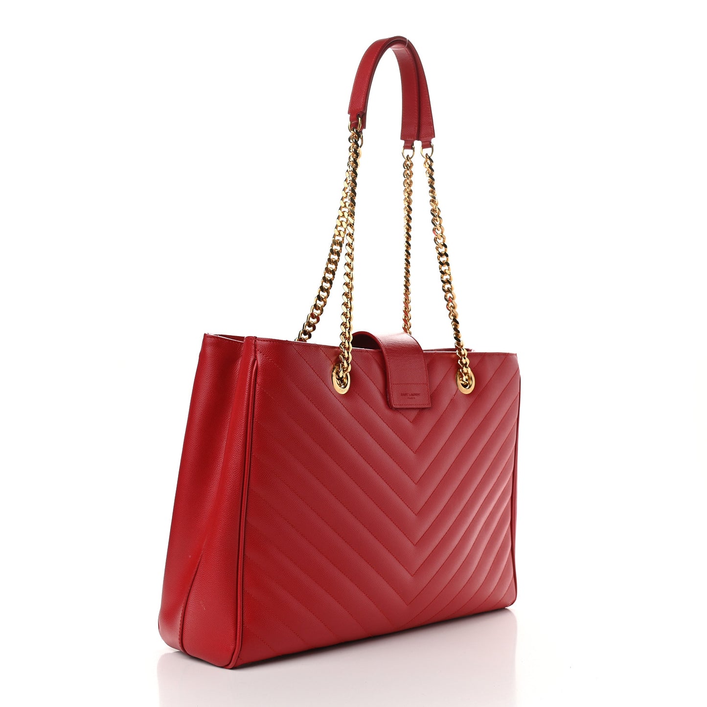 Grain De Poudre Matelasse Chevron Monogram Shopping Bag Red
