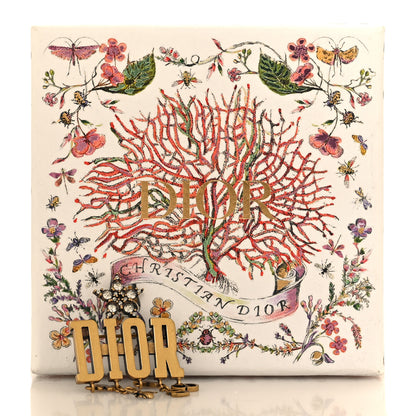 Christian Dior Metal Crystal Dio(r)evolution Logo Brooch Antique Gold 4 of 4