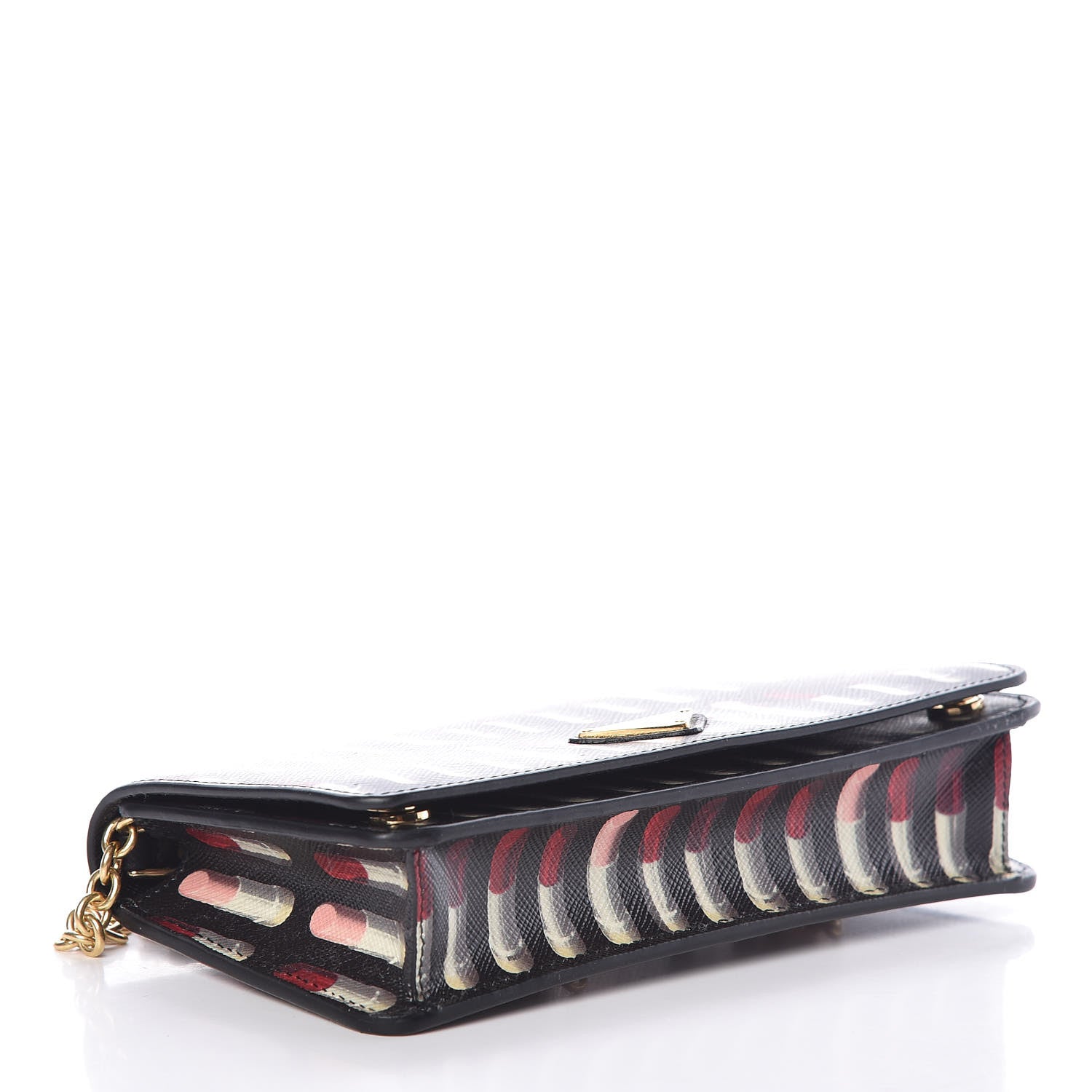 Prada Saffiano Triangle Logo Lipstick Print Mini Crossbody Bag Black 4 of 9