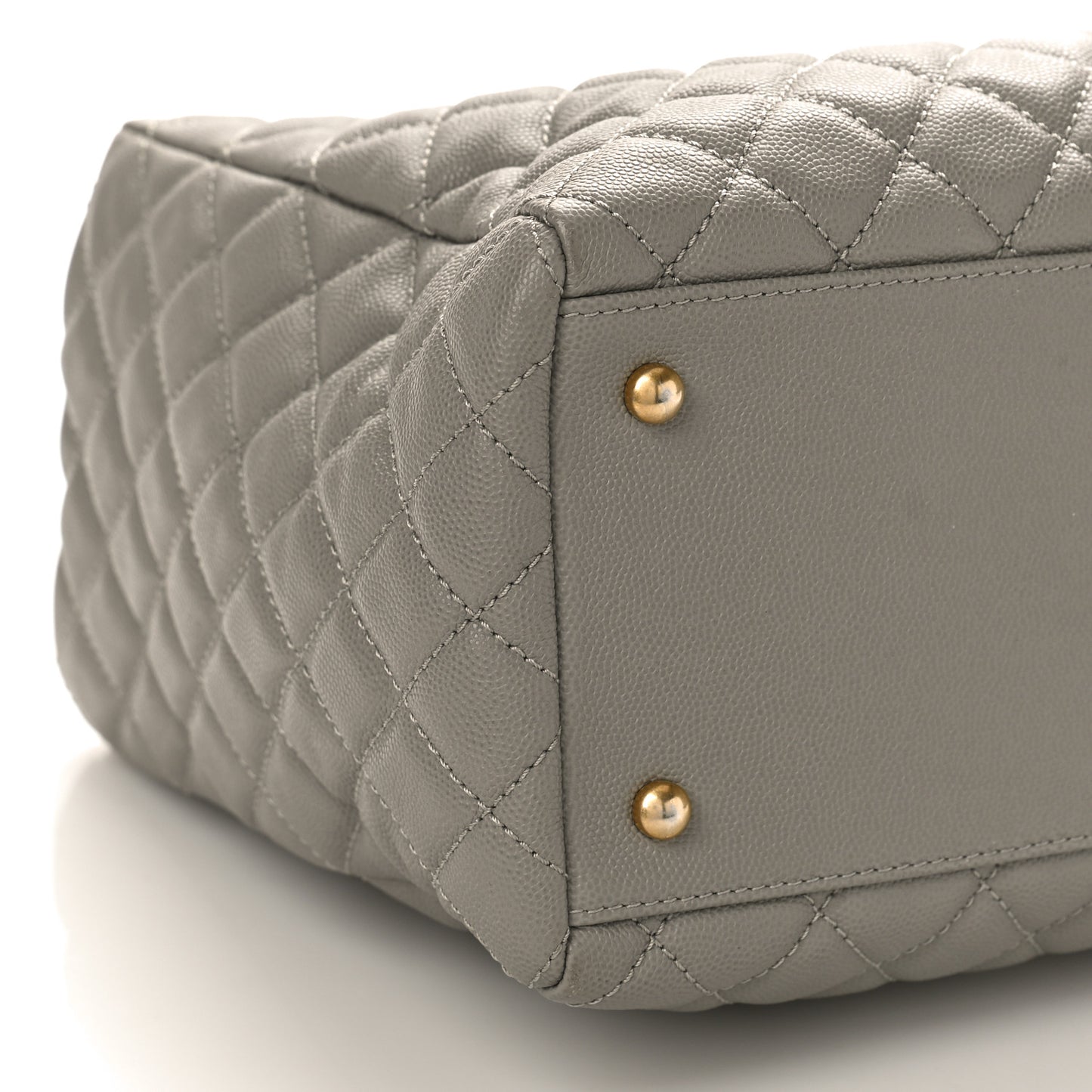 Caviar Quilted Coco Handle Shopping Tote Grey