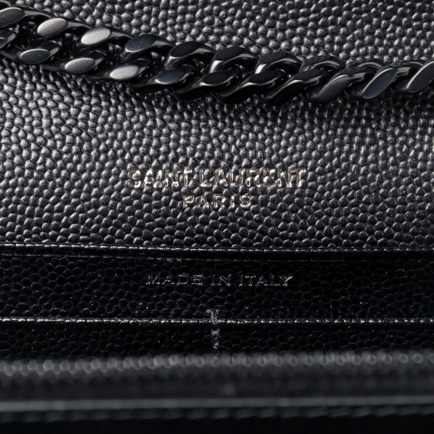 Grain De Poudre Matelasse Chevron Monogram Chain Wallet Black