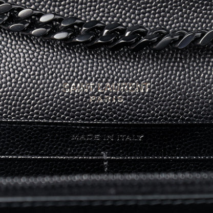 Saint Laurent Grain De Poudre Matelasse Chevron Monogram Chain Wallet Black 7 of 7
