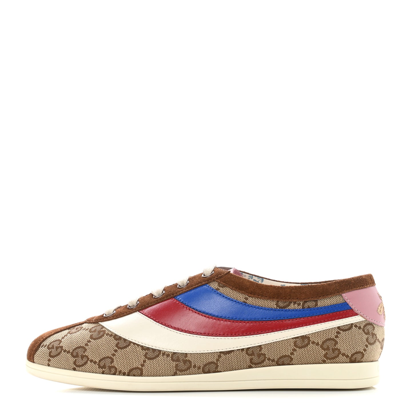 Suede Monogram Web Womens Falacer Sneakers 37 Nocciola Beige Mystic White Hibiscus Red