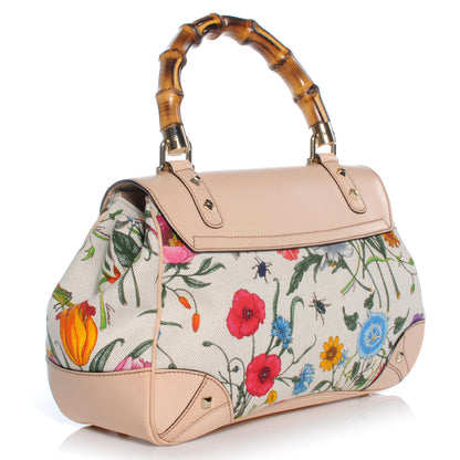 Gucci Floral Flora Canvas Bamboo Top Handle Bag 4 of 9