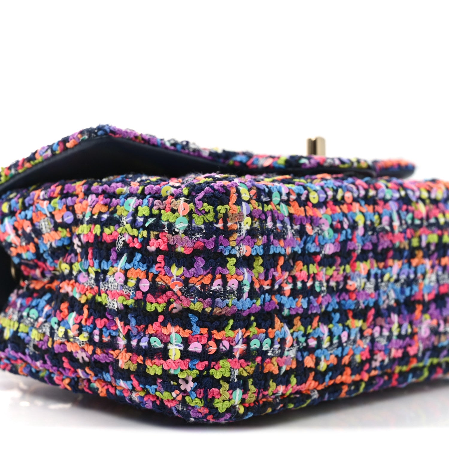 Chanel Tweed Quilted Mini Rectangular Flap Navy Blue Multicolor 9 of 10