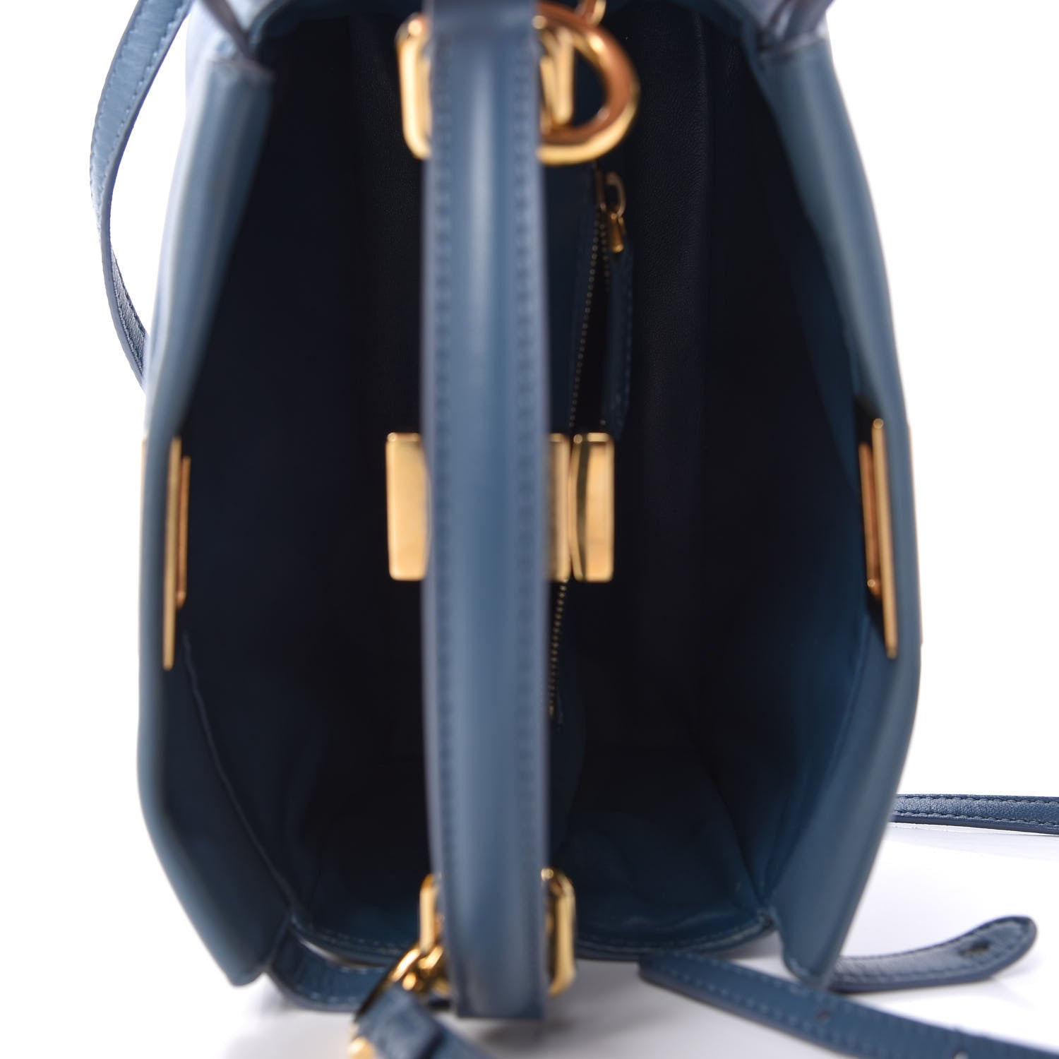 Fendi Nappa Mini Peekaboo Iconic Satchel Blue 5 of 11