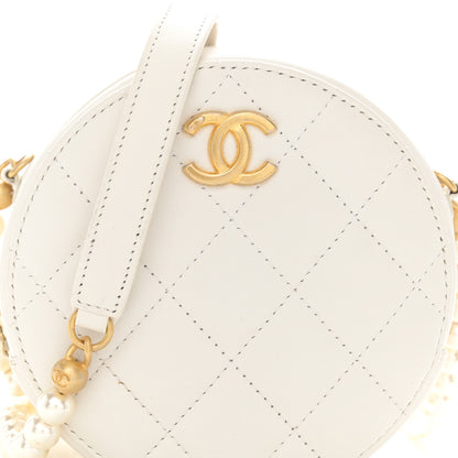 Chanel Calfskin Quilted Pearl Round Clutch With Chain White 8 of 11