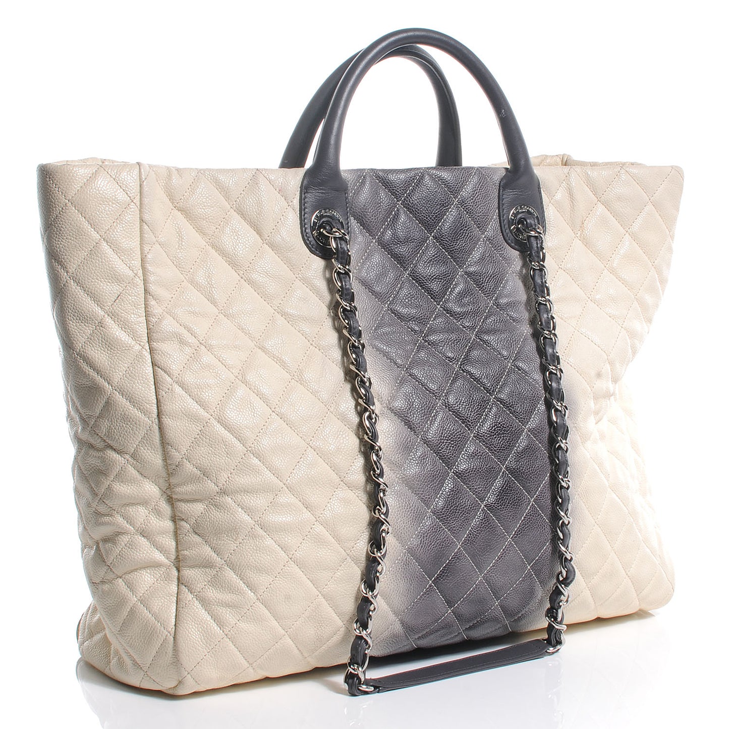 Caviar Ombre Large Shopping Tote Grey