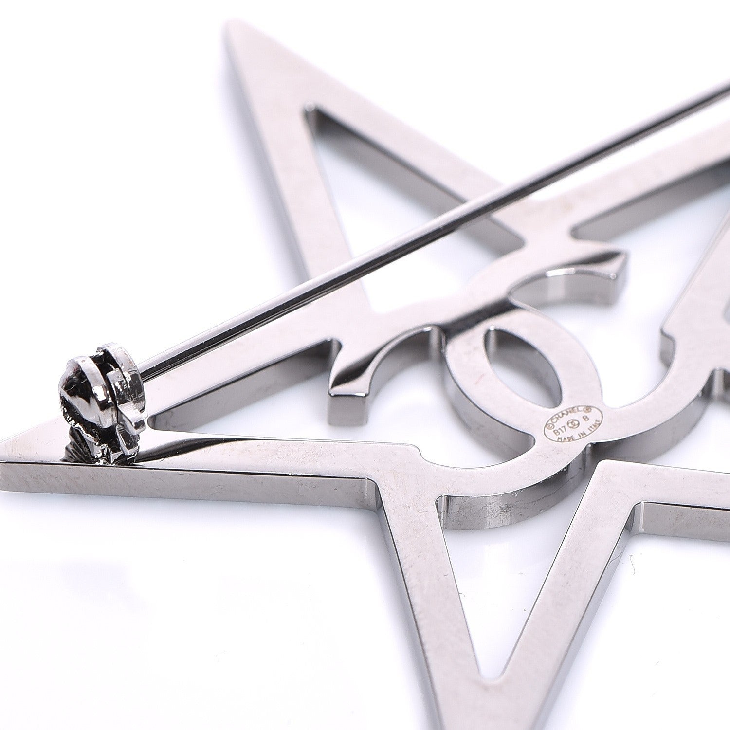 Chanel Ruthenium Crystal Star CC Brooch Blue 4 of 5