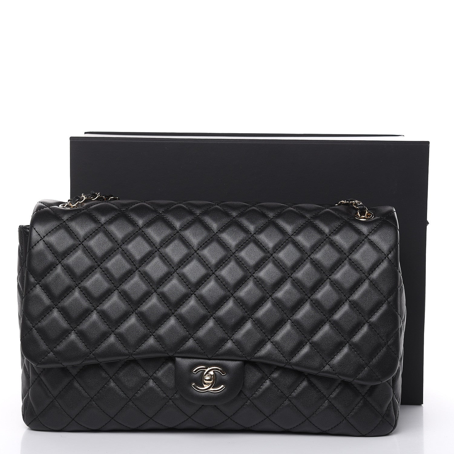 Chanel Metallized Calfskin Quilted Small XXL Travel Flap Bag Black 10 of 10